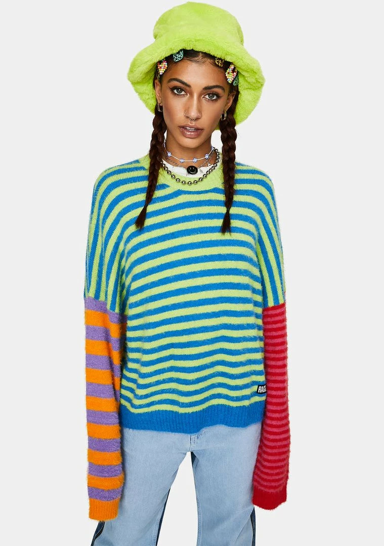 Discount π The Ragged Priest Tops Dynamite Fuzzy Striped Sweater β 3 The Ragged Priest Tops Dynamite Fuzzy Striped Sweater