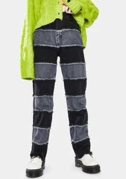 The Ragged Priest Bottoms Charcoal Shredder Wide Leg Jeans