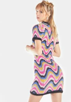 The Ragged Priest Shirt Dress Blotter Knit Mini Dress
