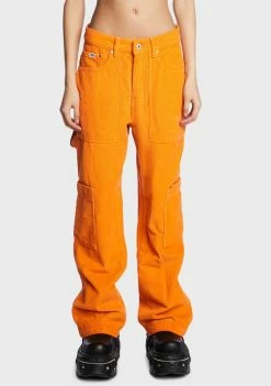 The Ragged Priest Orange Cord Combat Jeans
