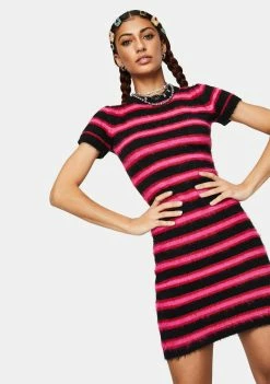 The Ragged Priest Culprit Fuzzy Striped Mini Dress