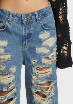 The Ragged Priest Bottoms Blue Distressed Release Jeans