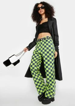 The Ragged Priest Green Rook Checkered Jeans