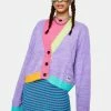 The Ragged Priest Nerd Fuzzy Colorblock Cardigan Tops