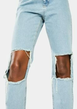 The Ragged Priest Burner Cut-Out Mom Jeans Bottoms