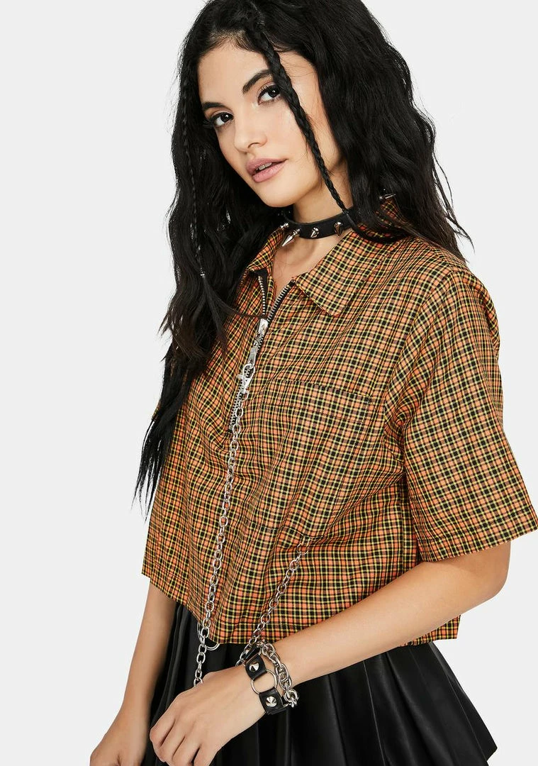 Cheap π₯° The Ragged Priest Tops Activation Plaid Crop Top π 4 The Ragged Priest Tops Activation Plaid Crop Top