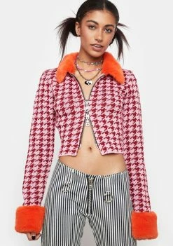The Ragged Priest Bluster Houndstooth Cardi Top