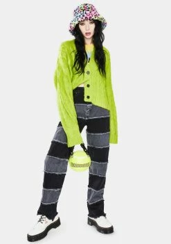 The Ragged Priest Bottoms Charcoal Shredder Wide Leg Jeans