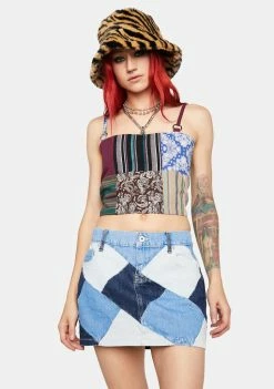 The Ragged Priest Micro Patchwork Mini Skirt