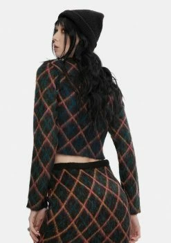 The Ragged Priest Goose Argyle Crop Sweater Tops