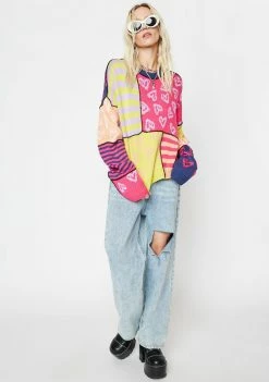 The Ragged Priest Tops Desire Patchwork Knit Sweater