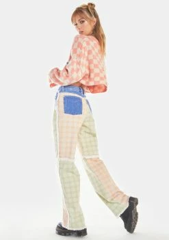 The Ragged Priest Mixed Check Pitch Jeans