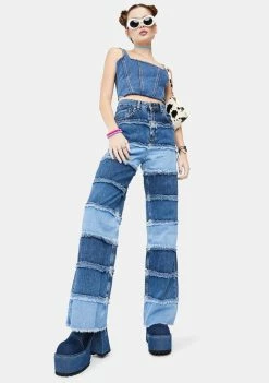 The Ragged Priest Shredder Wide Leg Jeans Bottoms