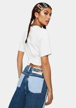The Ragged Priest Connect Lace-Up Crop Tee