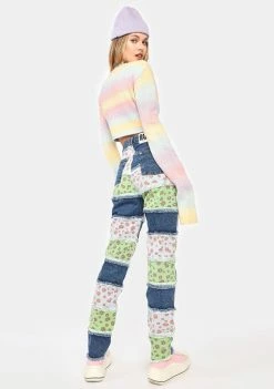 The Ragged Priest Hitch Floral Patchwork Jeans Bottoms