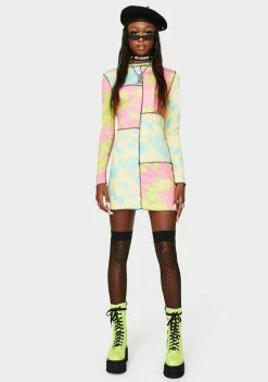 The Ragged Priest Hi Fi Tie Dye Long Sleeve Dress Dresses