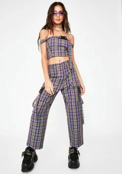 The Ragged Priest Break Plaid Cargo Pants Bottoms