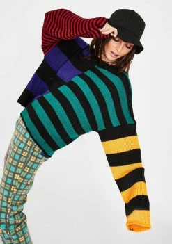 The Ragged Priest Tops Riot Striped Knit Sweater