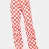 The Ragged Priest Red Rook Checkered Jeans Bottoms