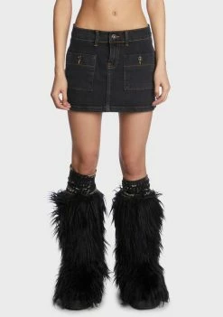 The Ragged Priest Bottoms Pocket Denim Mini Skirt