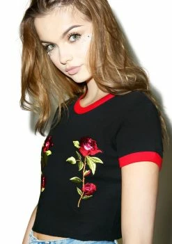 The Ragged Priest Tops Rose Tits Ringer Tee