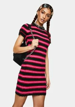 The Ragged Priest Culprit Fuzzy Striped Mini Dress