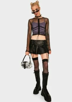 The Ragged Priest Ruched Front Mesh Top Tops