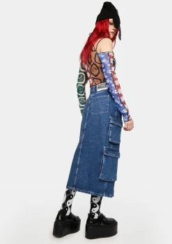 The Ragged Priest Soda Denim Cargo Skirt Bottoms