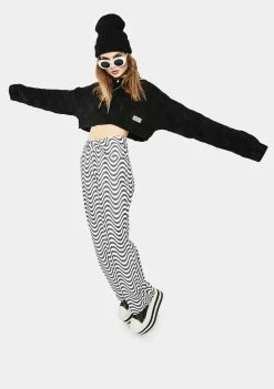 The Ragged Priest Tops Creep Waffle Knit Crop Sweater