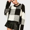 The Ragged Priest Black And White Cropped Knit Sweater