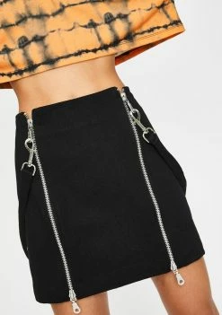 The Ragged Priest Bottoms Tears Zipper Mini Skirt