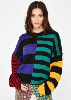 The Ragged Priest Tops Riot Striped Knit Sweater