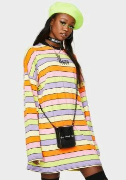 The Ragged Priest Rainbow Stripe Skater Dress