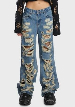The Ragged Priest Bottoms Blue Distressed Release Jeans
