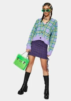 The Ragged Priest Goof Fuzzy Plaid Cardigan