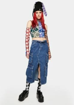 The Ragged Priest Soda Denim Cargo Skirt Bottoms