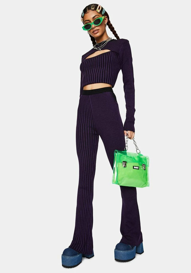Cheapest π The Ragged Priest Bottoms Inspire Striped Knit Flare Pants π 5 The Ragged Priest Bottoms Inspire Striped Knit Flare Pants