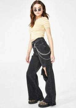 The Ragged Priest Bottoms Trip Flared Jeans With Knee Rip