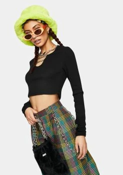 The Ragged Priest Tops Enigma Ribbed Chain Crop Top