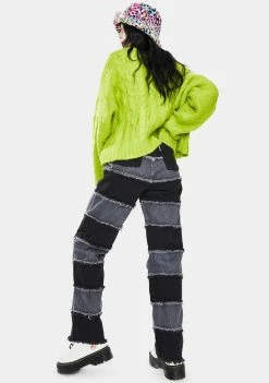 The Ragged Priest Bottoms Charcoal Shredder Wide Leg Jeans