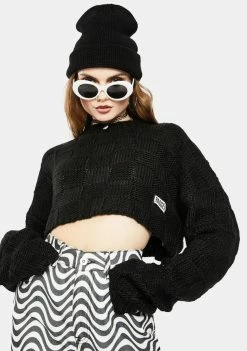 The Ragged Priest Tops Creep Waffle Knit Crop Sweater