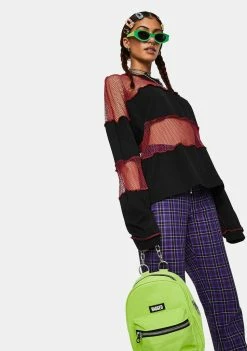 The Ragged Priest Generate Fishnet Paneled Top Tops