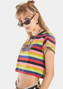 The Ragged Priest Tops Frat Striped Crop Tee