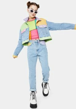 Best Sale ⌛ The Ragged Priest Yippie Colorblock Denim Jacket ✨ 8 The Ragged Priest Yippie Colorblock Denim Jacket