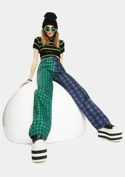 The Ragged Priest Green Hot Rod Mix Check Jeans Bottoms