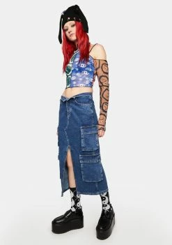 The Ragged Priest Soda Denim Cargo Skirt Bottoms