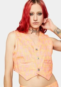 The Ragged Priest Polly Denim Waistcoat Tank Crop Top