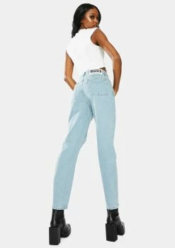 The Ragged Priest Burner Cut-Out Mom Jeans Bottoms