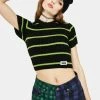The Ragged Priest Tops Swing Striped Crop Top