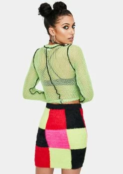 The Ragged Priest Scope Patchwork Knit Mini Skirt